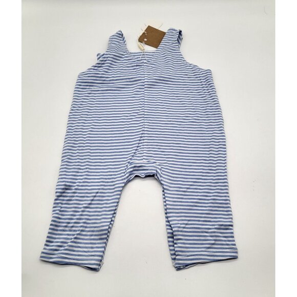 ANGEL DEAR Baby 3-6M Blue White Striped Overalls Romper Viscose Bamboo NWT - Picture 2 of 5